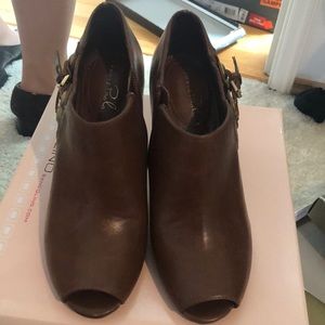 Open Toed Brown Booties